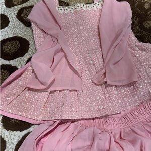 Elegant Pink Floral Dress with Sheer Detail